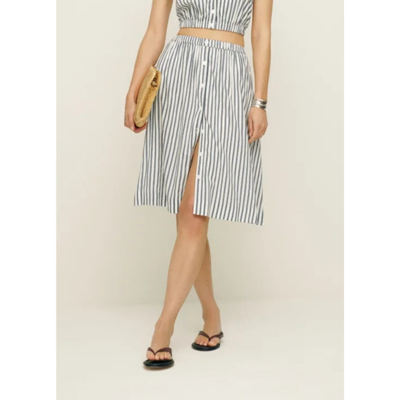 Reformation Dresses & Skirts - Reformation Womens Cream Navy Stripe Naya Skirt US 4